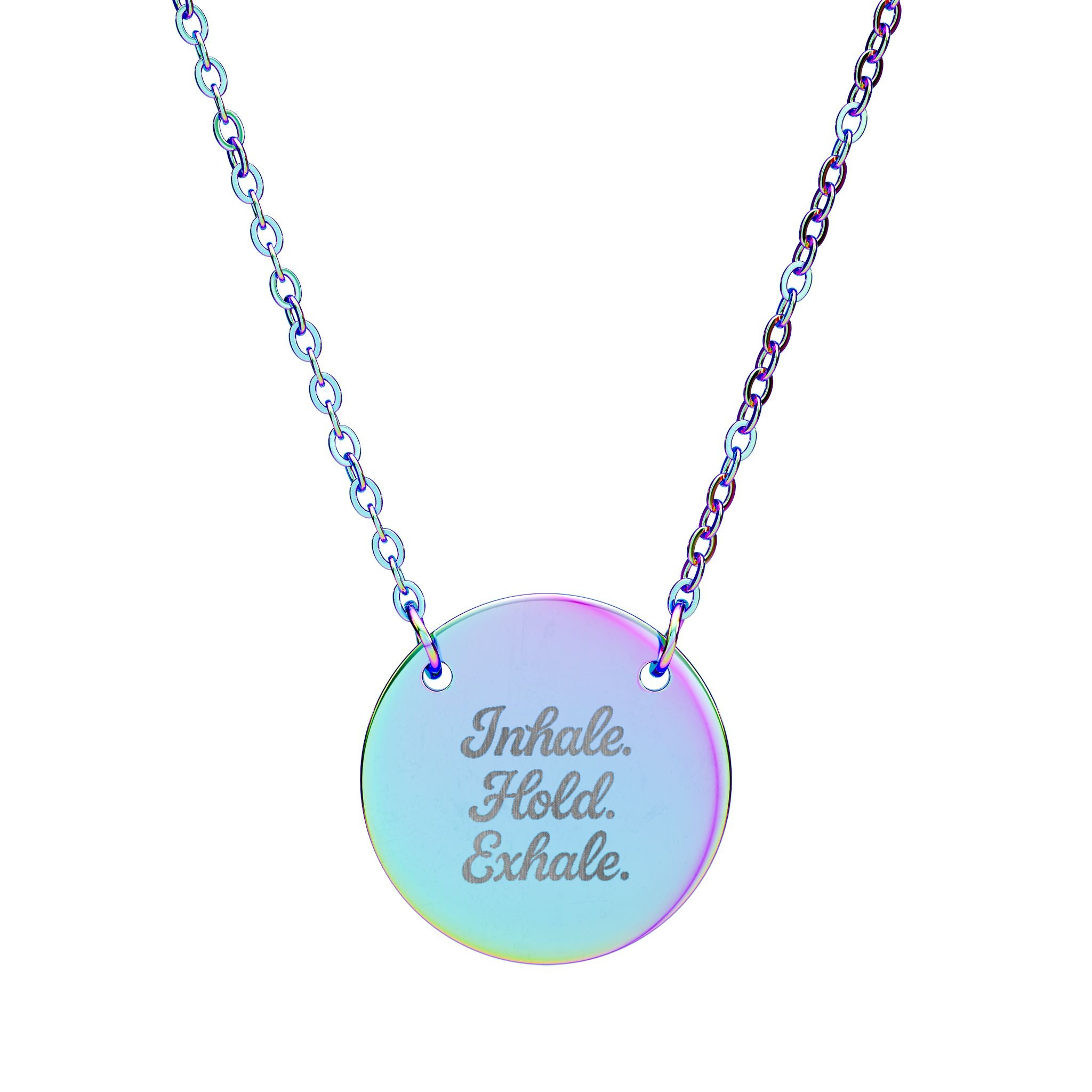 ‘Inhale. Hold. Exhale.’ Engraved Intention Necklace