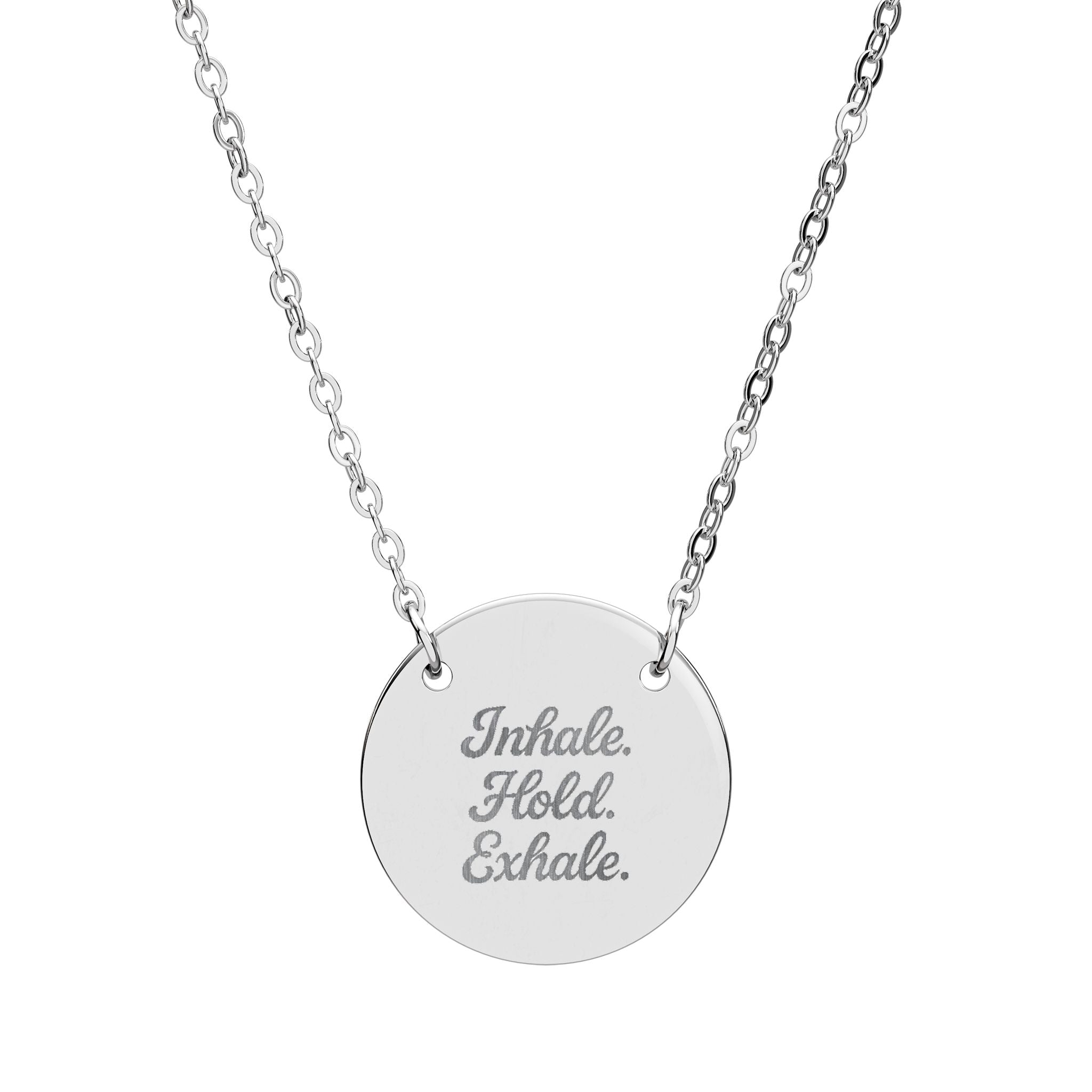 ‘Inhale. Hold. Exhale.’ Engraved Intention Necklace