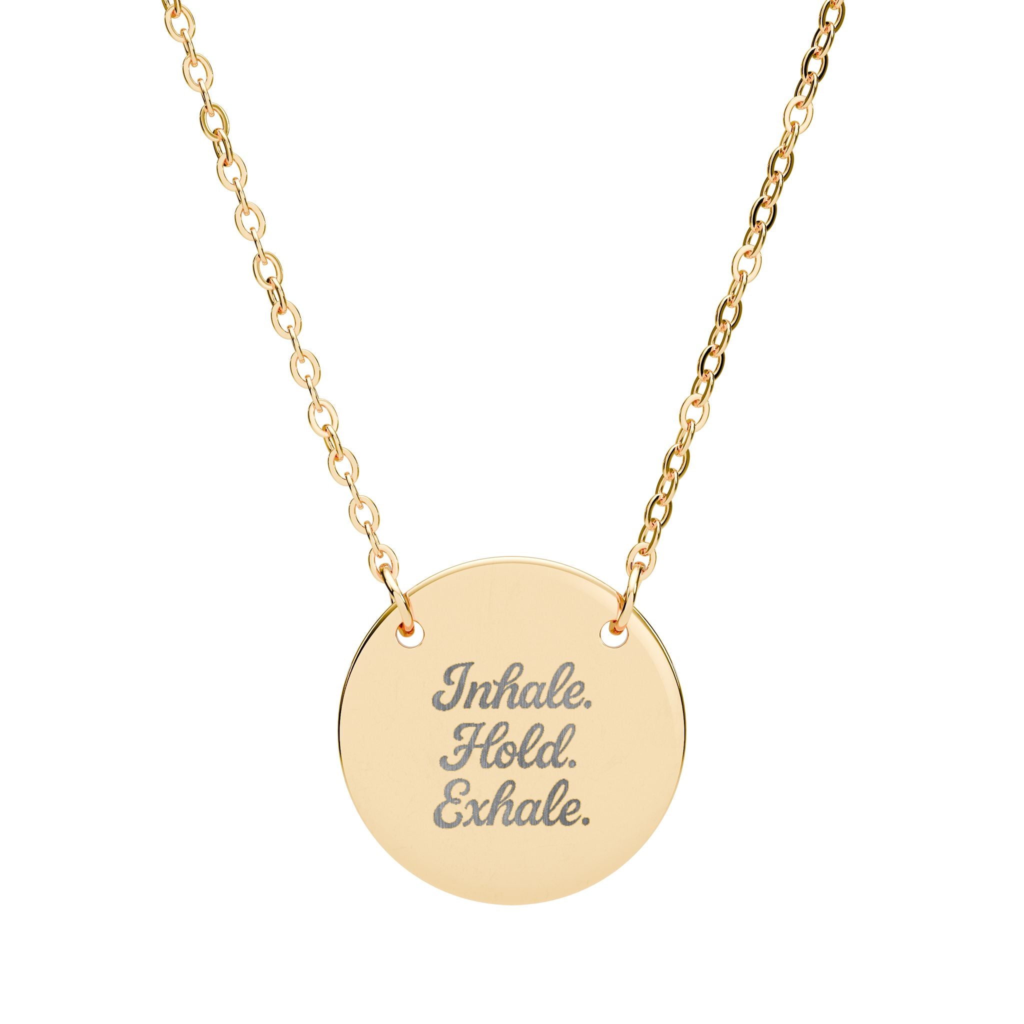 ‘Inhale. Hold. Exhale.’ Engraved Intention Necklace